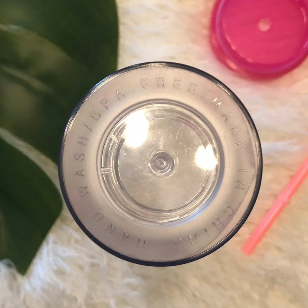 Target cat print tumbler drinking water cup with straw kitty graphic pink clear